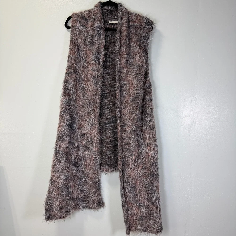 Bryn Walker Textured Knit‎ Vest in Gray and Peach Sz XL